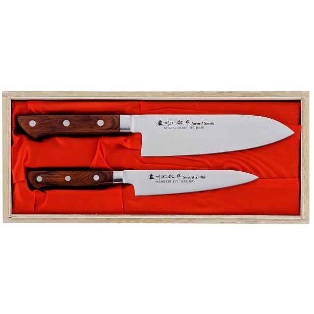 Sada 2 nožů Satake Sword Smith santoku 17 cm a univerzální krabička