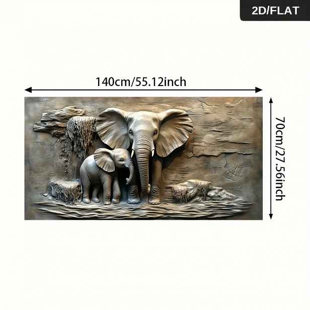 TEMU 1ks 27.56*55.12in/70cm*140cm Bezrámový moderní abstraktní tisk na plátně s sloní sochy pro obývací pokoj, velký plakát na plátno do kuchyně