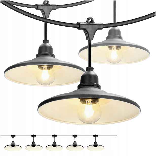 Set Crete Zahradní girlanda 5 m kabel 5 m 5 x stínidlo černé M2