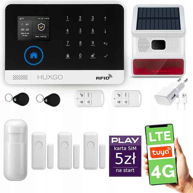 Bezdrátový alarm WiFi Gsm 4G, Tuya, alarmová sada Huxgo HXA003 D3BS