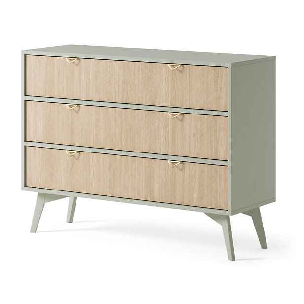 MASSENO KOMODA FORESTA, 106/80/38 cm se 3 zásuvkami, světle zelená