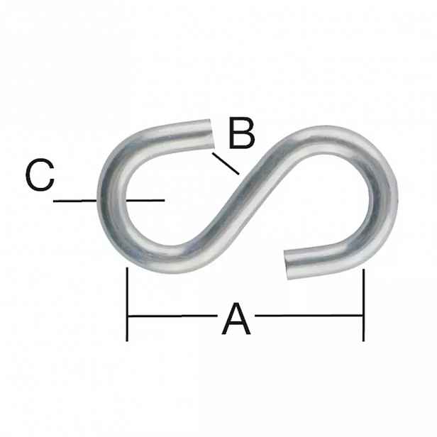 S-hák 32 x 5,5 x 4 mm zn 2 ks