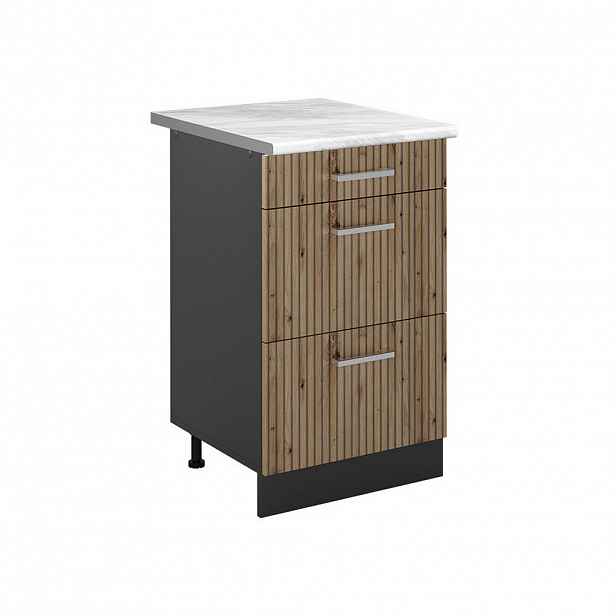 Vicco SPODNÍ SKŘÍŇKA KUCHYŇSKÉ LINKY R-Line, Řemeslný dub/Antracit, 50 cm pracovná doska Mramor