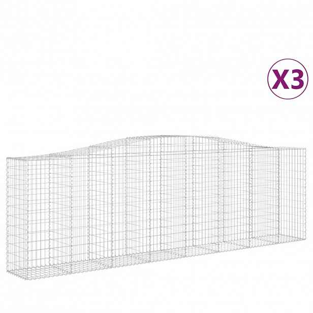 vidaXL Klenuté gabionové koše 3 ks 400x50x120/140cm pozinkované železo