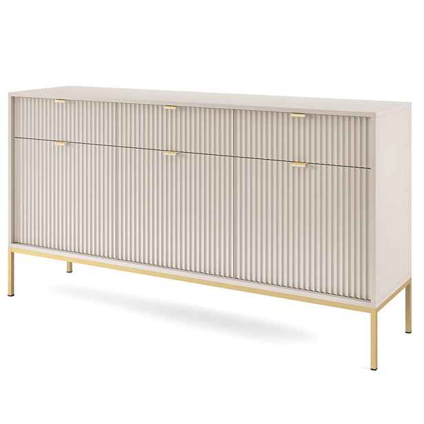 MASSENO KOMODA STELLARE, 154/83/39 cm se 3 zásuvkami a 3 dvířky, kašmírová