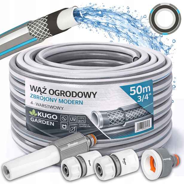Hadice 3/4" 50 m 4 Vrstvy Plus Moderní Zavlažovač Set Bradas