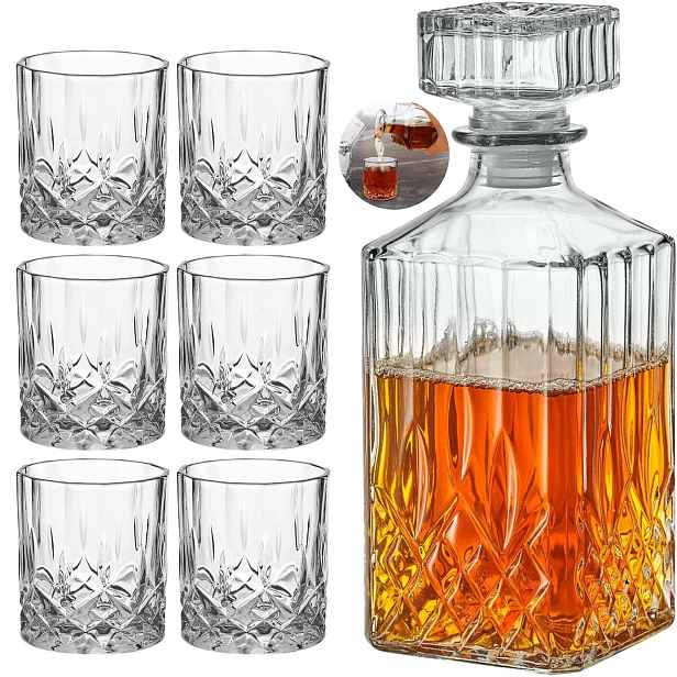 Klasická Skleněná Karafa S Zátkou Na Whisky Likéry Se 6 Sklo Skly Jako Dárek