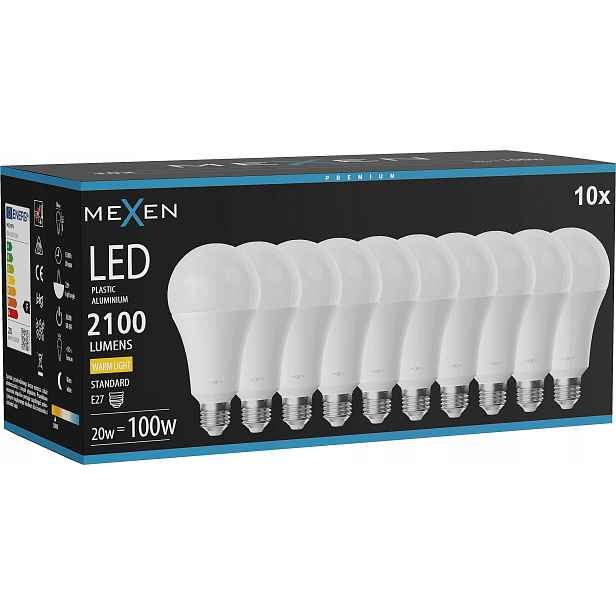 Mexen Nova 10x Led Žárovka E27 A70 20W Teplá Bílá 3000K 2100 LM