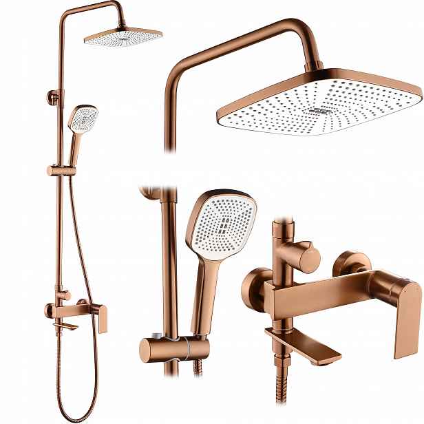 Sprchová Sada S Dešťovou Sprchou Rea, Kartáčovaná Měď
