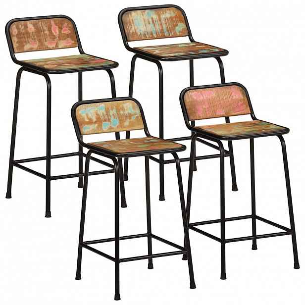 vidaXL Barové stoličky 4 ks 46x35,5x80 cm Masivní dřevo Rekultivované