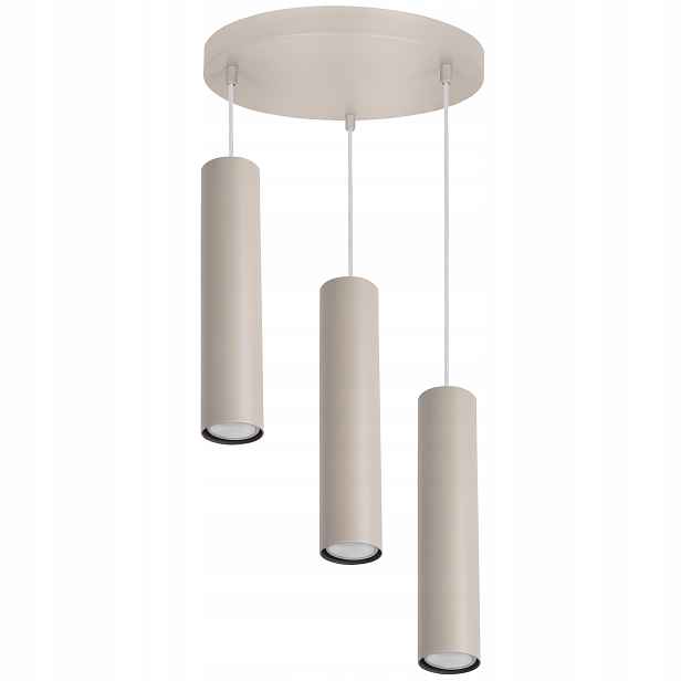 Závěsná Stropní Lustrová Lampa Tuba Béžová Trojitá Do Kuchyně Nad Ostrov