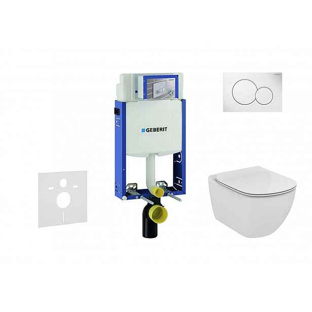 Geberit Kombifix - Set předstěnové instalace, klozetu a sedátka Ideal Standard Tesi, tlačítka Sigma01, SoftClose, alpská bílá 110.302.00.5 NU1