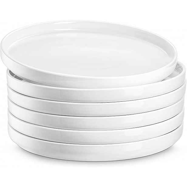Kulaté Talíře Bílé Sada 6 porcelánových předkrmů 21,5 cm Saláty