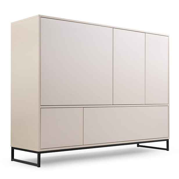 MASSENO KOMODA AZIR, 160/120/45 cm se zásuvkami a 5 dvířky, béžová