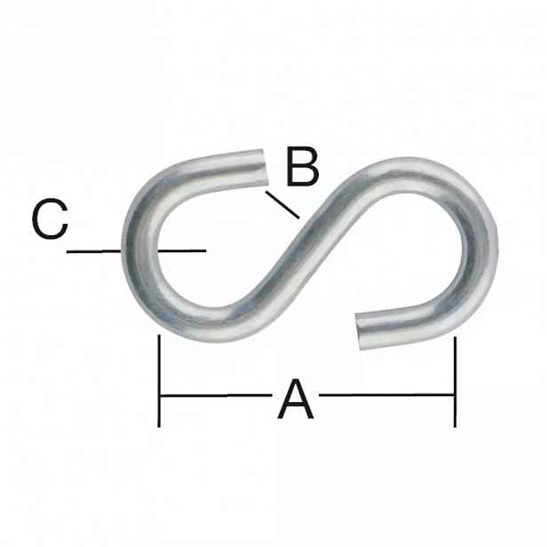 S-hák 40 x 8 x 5 mm zn 2 ks