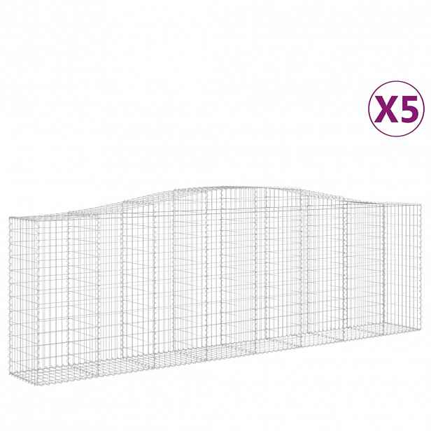 vidaXL Klenuté gabionové koše 5 ks 400x50x120/140cm pozinkované železo