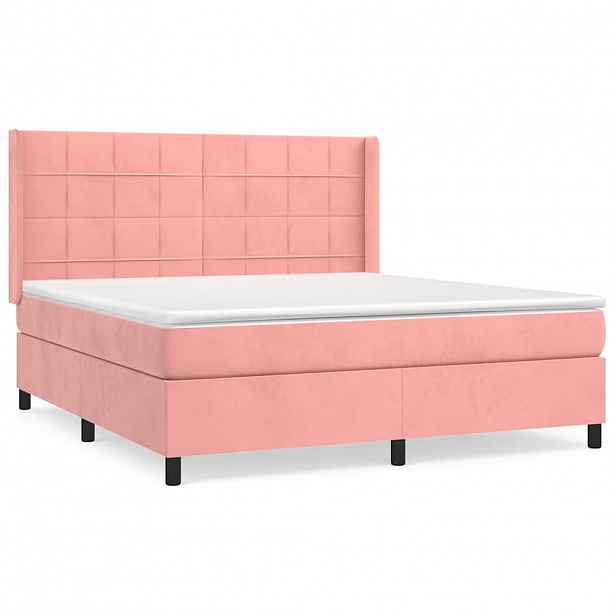 vidaXL Box spring postel s matrací růžová 160x200 cm samet