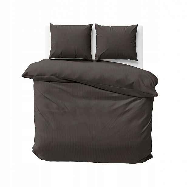 Povlečení damaškové 180x200 hnědé mocha jednobarevné proužky 1 cm Pure