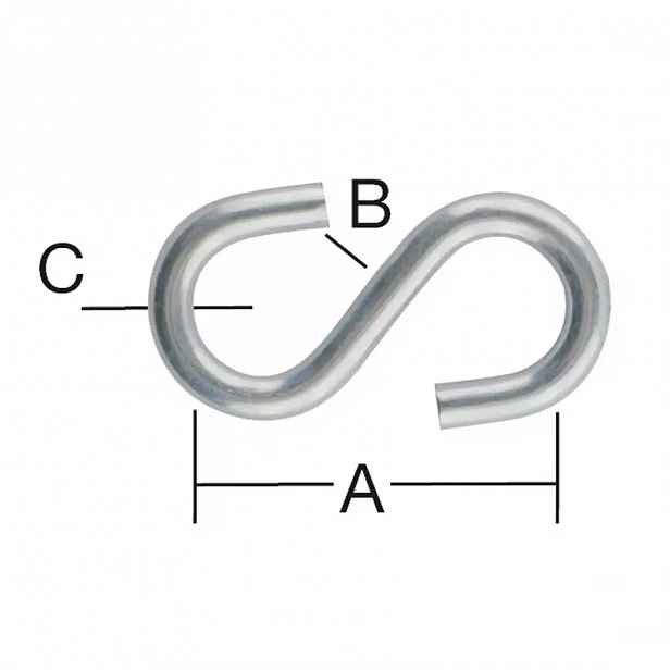S-hák 47,5 x 10 x 6 mm zn 2 ks