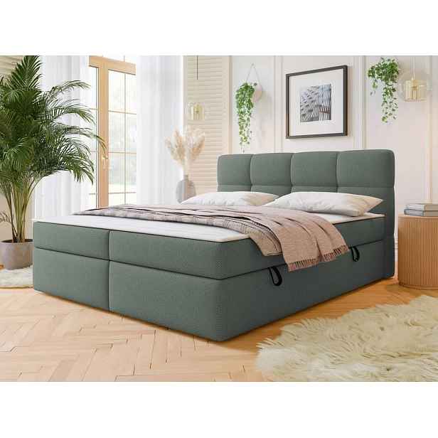Americká manželská postel 140x200 ZENDER - šedá + topper ZDARMA