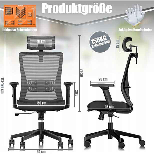Ergonomické kancelářské židle Kesser, černá