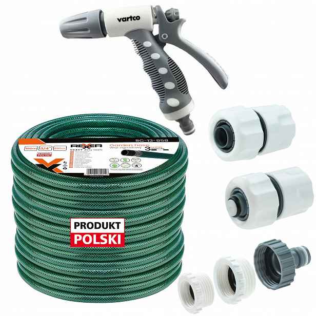 Hadice 3/4" 100 M 3 Vrstvá Spojky Pistole Polský