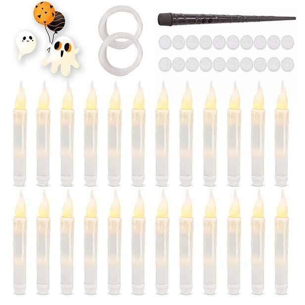 Led svíčka, závěsná, Magic Wand, 24 kusů, 17 cm, bílá