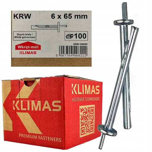Rozpínací zapichovací kotva 6x65 mm kovová 100 ks Krw Wkręt-met