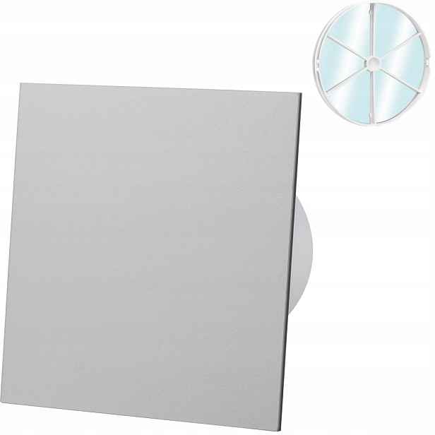 Ventilátor S Plexi Zpětným Ventilem Šedý Časovač Senzor Vlhkosti Fi 100