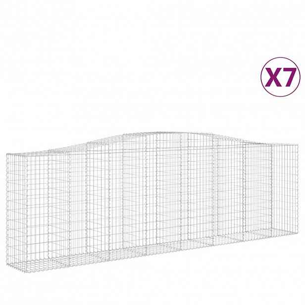 vidaXL Klenuté gabionové koše 7 ks 400x50x120/140cm pozinkované železo