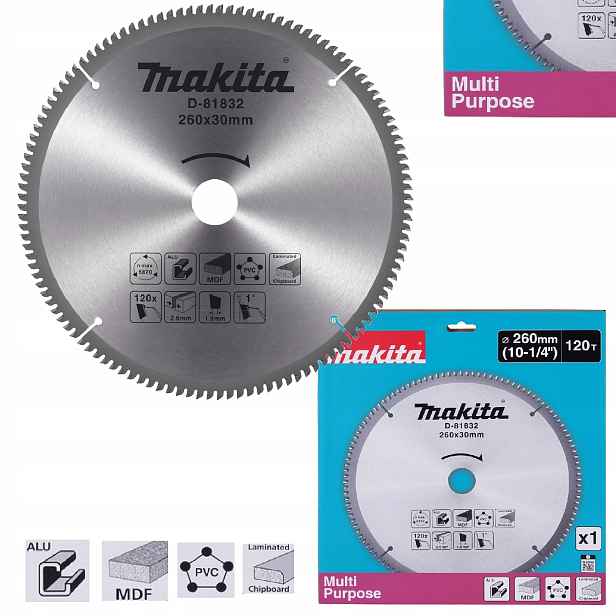 Řezací Kotouč Univerzální 260 X 30 MM Kotoučová Pila 120 Zubů Makita