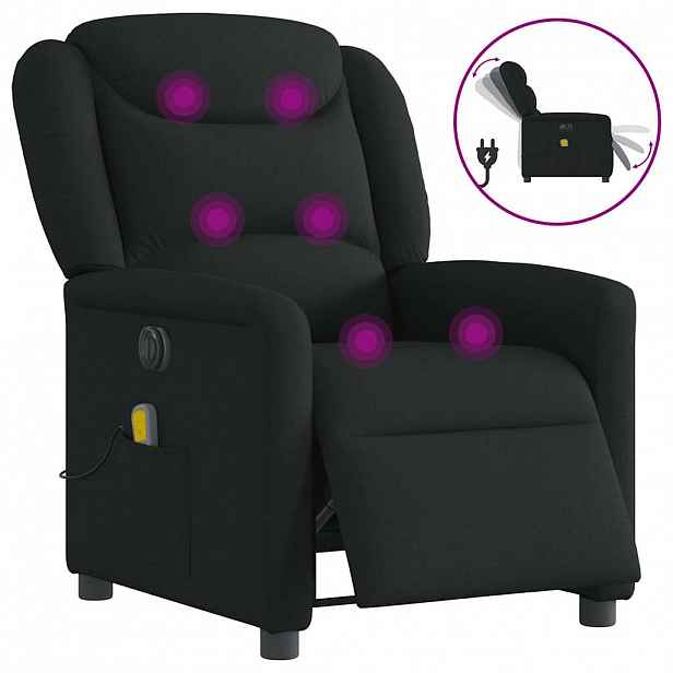 vidaXL Elektrické masážní polohovací křeslo černé textil