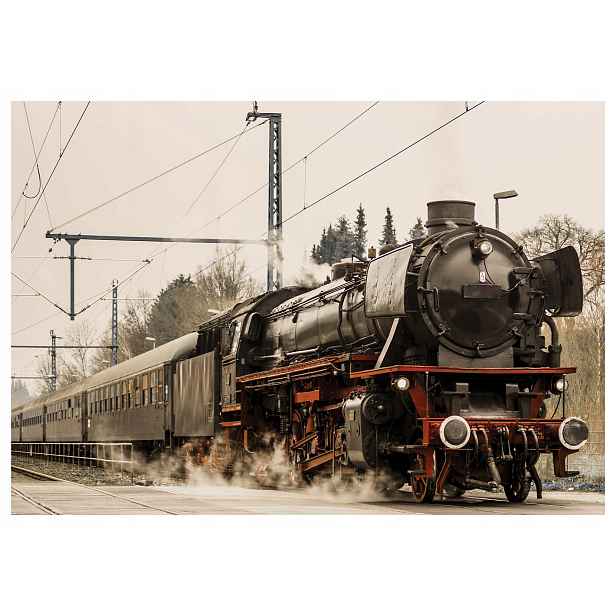 Fototapeta Parovoz Retro vlak Černo-šedá 208x146 Vinobraní lepidlo
