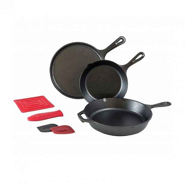 Sada litinových pánví Lodge Essentials, 3 kusy, kulaté, tradiční