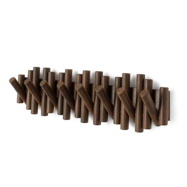 Tmavě hnědý nástěnný věšák z borovicového dřeva 61 cm Picket – Umbra