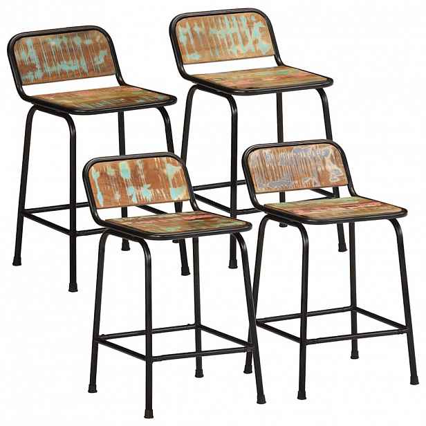 vidaXL Barové stoličky 4 ks 46x35,5x70 cm Masivní dřevo Rekultivované