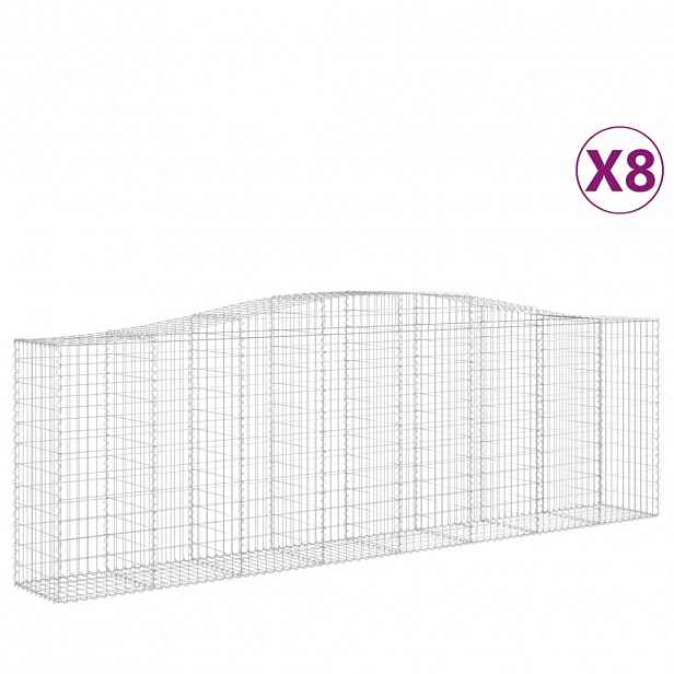 vidaXL Klenuté gabionové koše 8 ks 400x50x120/140cm pozinkované železo