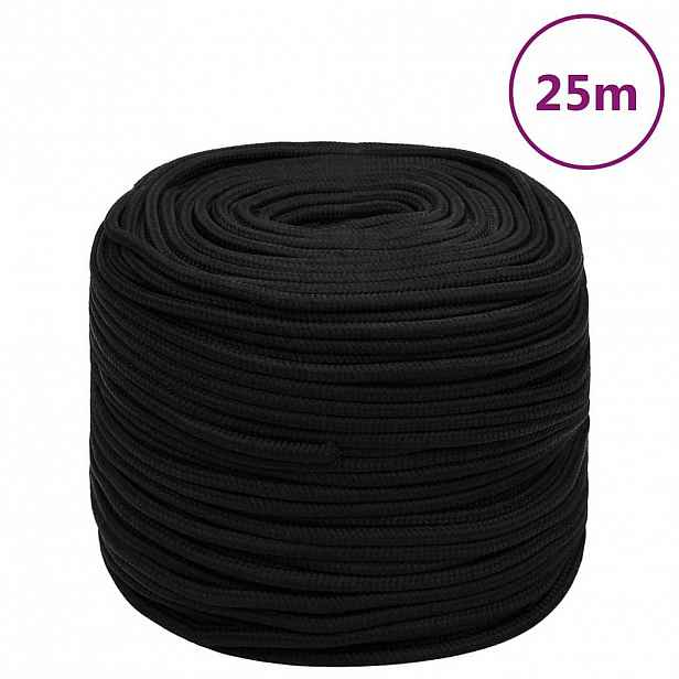 vidaXL Pracovní lano černé 10 mm 25 m polyester