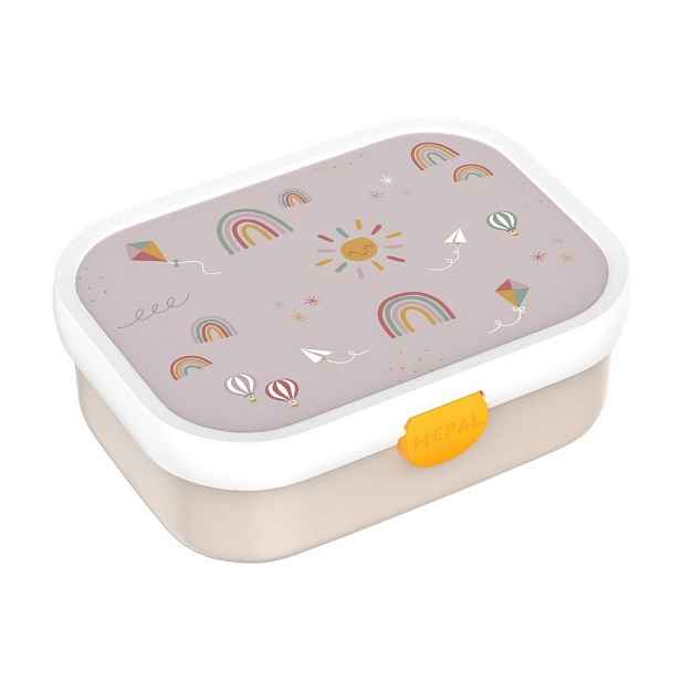 Béžový plastový dětský svačinový box Sunshine & Rainbow – Mepal