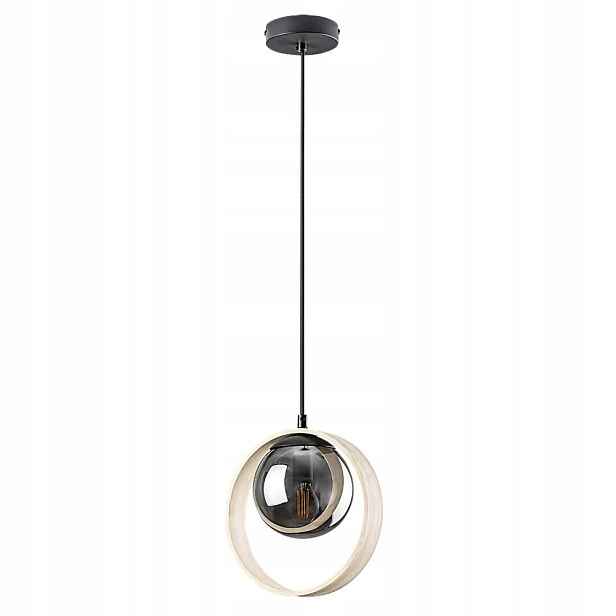 Dřevěná kulatá závěsná lampa s kouřovou koulí Peyton 72061 Rabalux