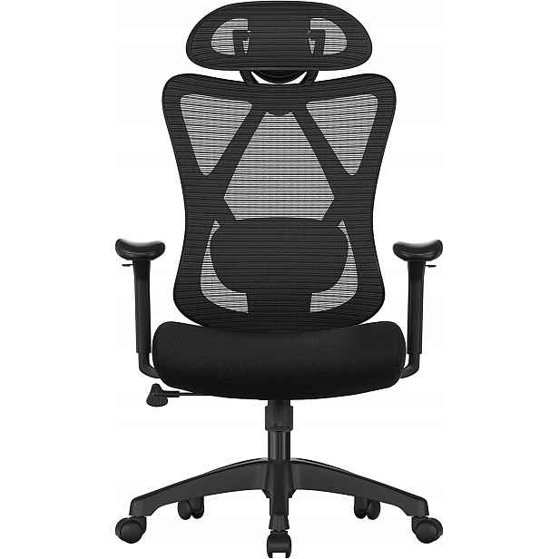 Kancelářská židle Otočná Ergonomická Černá Síť Nastavitelná Opěrka hlavy