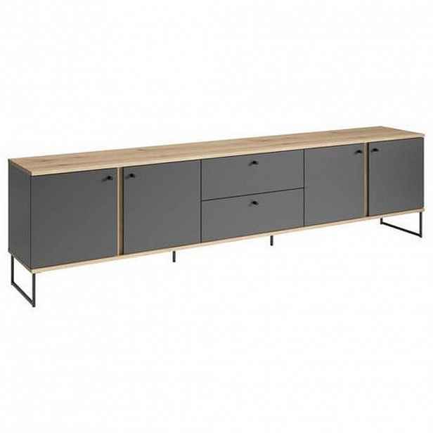 Xora NÍZKÁ KOMODA, antracitová, barvy dubu, 225/59/38 cm
