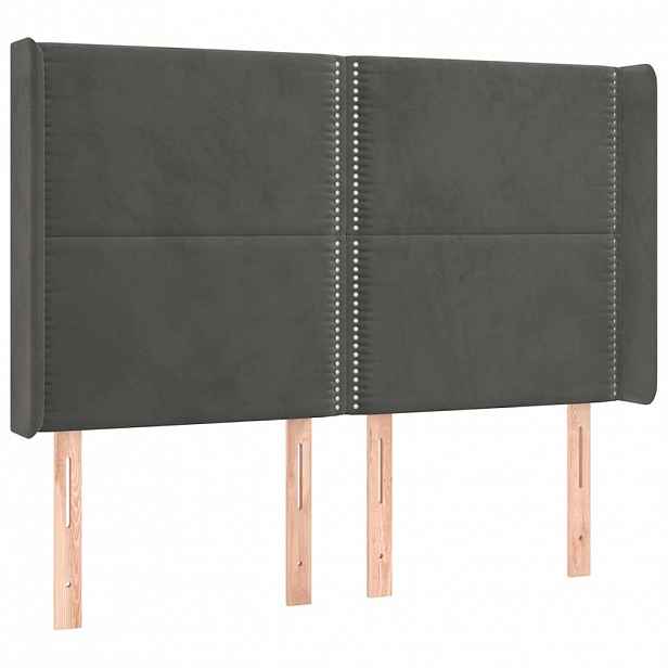 vidaXL Čelo postele typu ušák tmavě šedé 147x16x118/128 cm samet