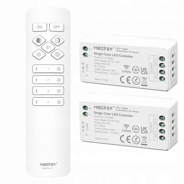 2x Ovladač Dálkový Ovladač Zónový Stmívač Mono MiBOXER 288W Bílý C1 FUT036S