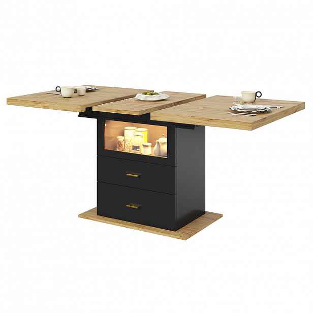 FLIEKS JÍDELNÍ STŮL 110-140x80cm ROZKLÁDACÍ LED 6 OSOB