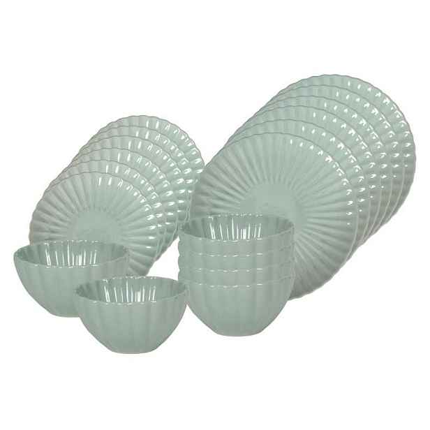 HIT Jídelní sada talířů porcelánová PEARL 18 ks zelená HT-24327959