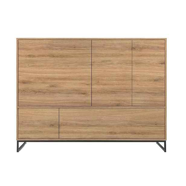 MASSENO KOMODA AZIR, 160/120/45 cm se zásuvkami a 5 dvířky, dekor dub