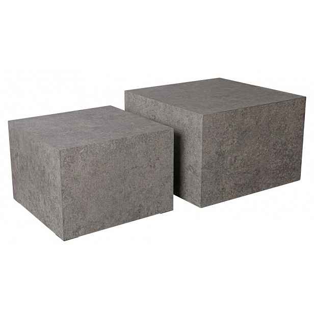 Sada čtvercových stolků Maddox, imitace šedého kamene, 2 ks