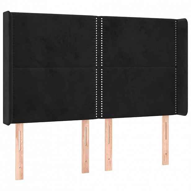 vidaXL Čelo postele typu ušák černé 147x16x118/128 cm samet