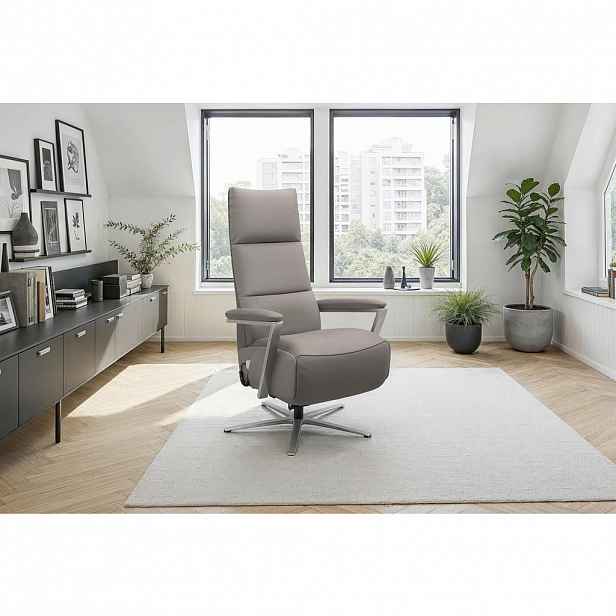 Sit & More RELAXAČNÍ KŘESLO, kůže, šedá